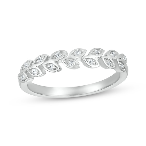 Diamond Leaf Ring 1/20 ct tw Sterling Silver