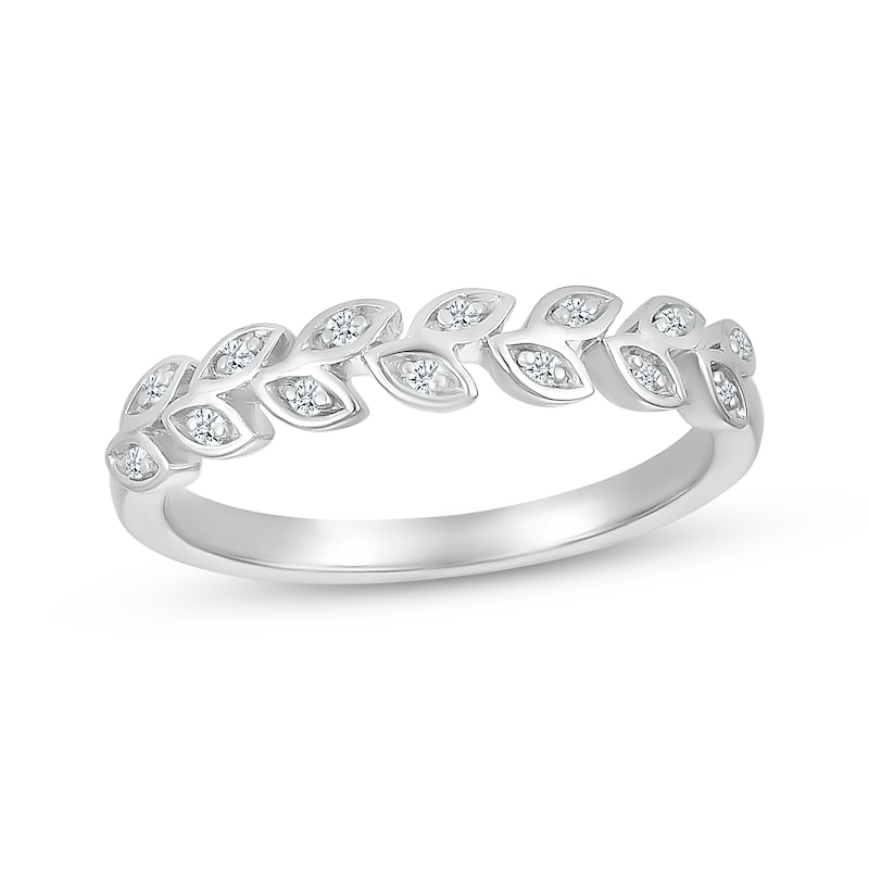 Main Image 1 of Diamond Leaf Ring 1/20 ct tw Sterling Silver