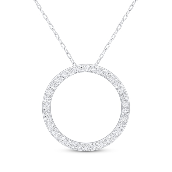 Diamond Eternity Circle Necklace 1/2 ct tw 10K White Gold 18"