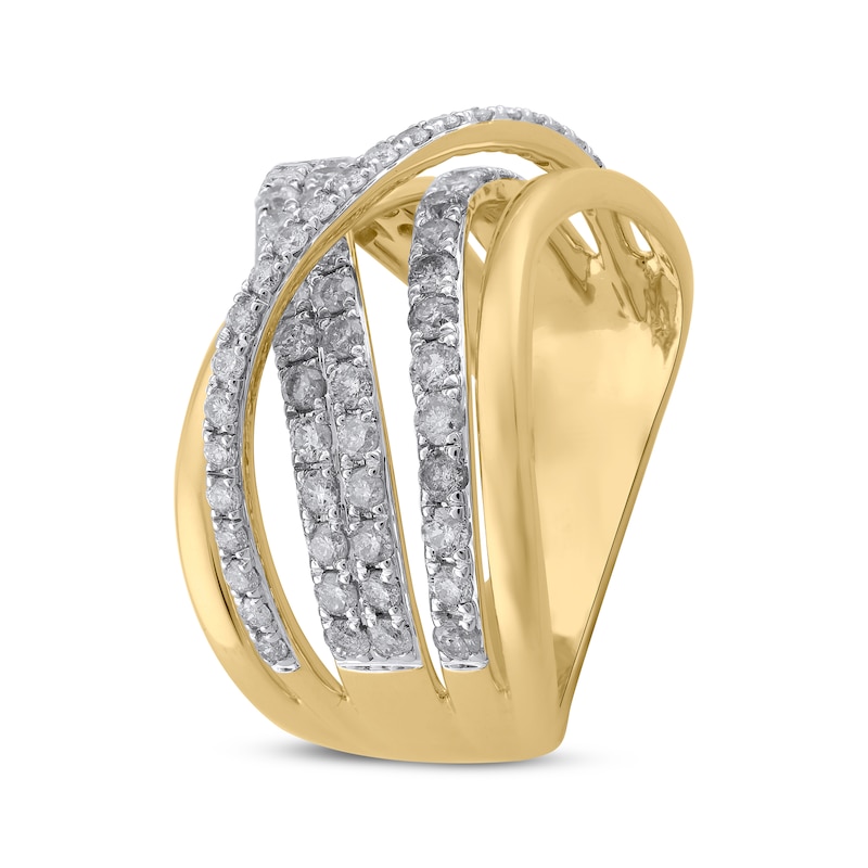 Diamond Crossover Ring 1 ct tw 10K Yellow Gold | Kay