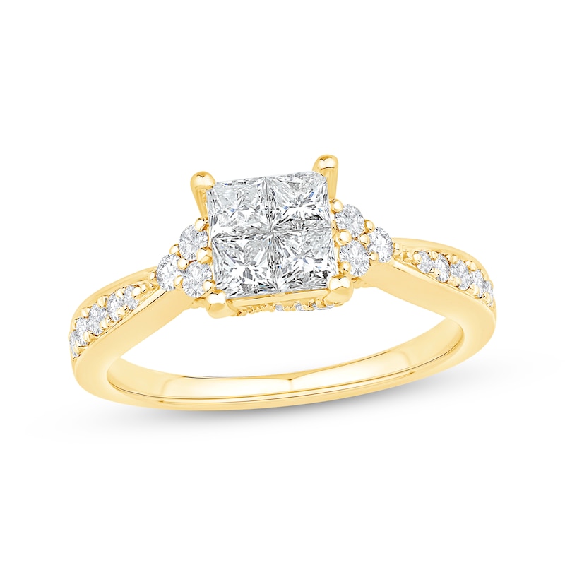 Princess-Cut Diamond Engagement Ring 1 ct tw 14K Yellow Gold | Kay