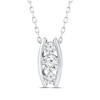 Thumbnail Image 1 of Three-Stone Diamond Curved Bar Necklace 1/3 ct tw 10K White Gold 18&quot;