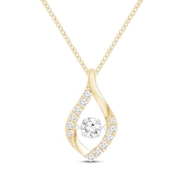 Unstoppable Love Lab-Created Diamond Marquise Frame Necklace 1 ct tw 10K Yellow Gold 19&quot;