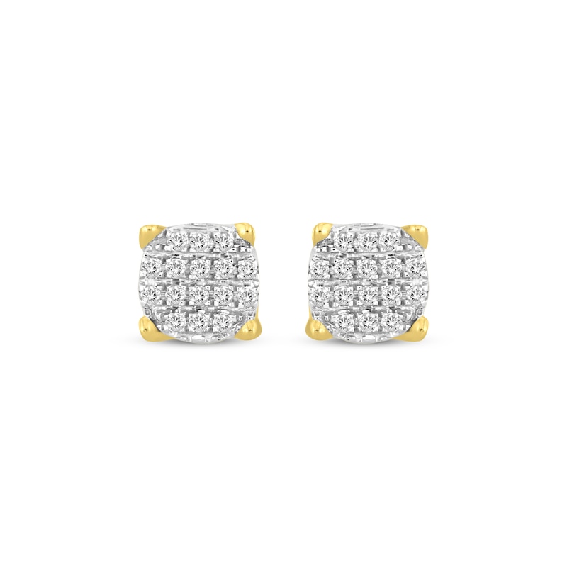 Main Image 2 of Men's Diamond Circle Stud Earrings 1/10 ct tw 10K Yellow Gold