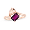 Thumbnail Image 1 of Toi et Moi Pear-Shaped Morganite & Emerald-Cut Rhodolite Garnet Ring 10K Rose Gold