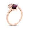 Thumbnail Image 2 of Toi et Moi Pear-Shaped Morganite & Emerald-Cut Rhodolite Garnet Ring 10K Rose Gold