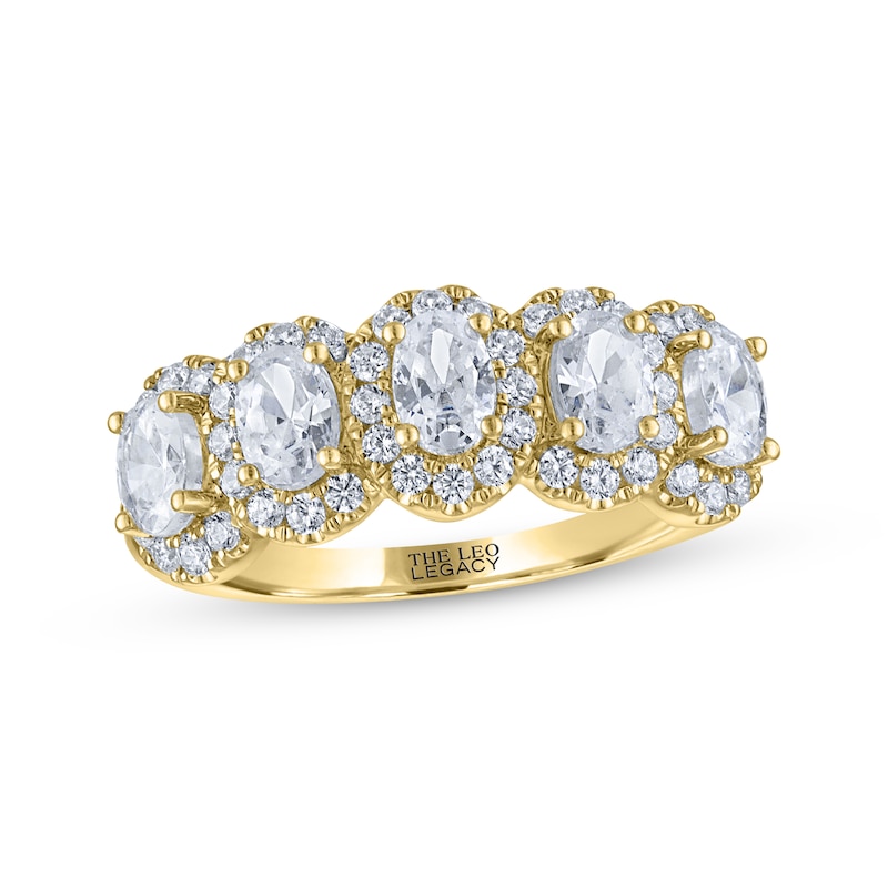 THE LEO Legacy Lab-Created Diamond Oval-Cut Anniversary Ring 1-1/2 ct tw 14K Yellow Gold