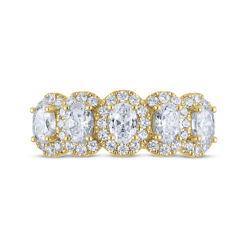 THE LEO Legacy Lab-Created Diamond Oval-Cut Anniversary Ring 1-1/2 ct tw 14K Yellow Gold