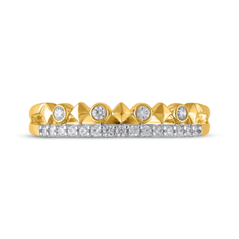 Main Image 3 of Diamond Two-Row Faux Stack Anniversary Ring 1/5 ct tw 14K Yellow Gold