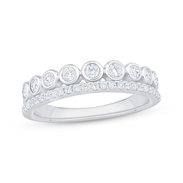 Lab-Grown Diamonds by KAY Two-Row Bezel-Set Anniversary Ring 1/2 ct tw 14K White Gold