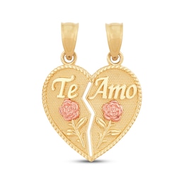 &quot;Te Amo&quot; Heart Two-Piece Charm 14K Two-Tone Gold