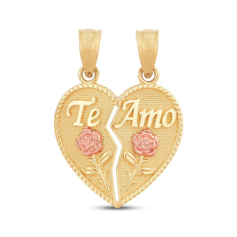 "Te Amo" Heart Two-Piece Charm 14K Two-Tone Gold