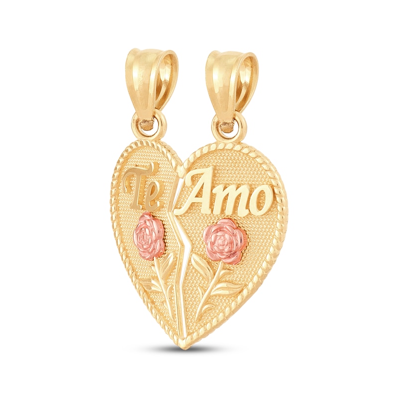 "Te Amo" Heart Two-Piece Charm 14K Two-Tone Gold