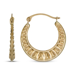 Diamond-Cut Tapered Hoop Earrings 14K Yellow Gold