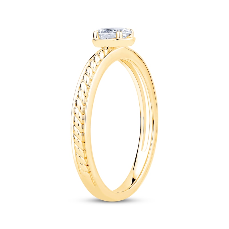 Oval-Cut Diamond Solitaire Rope Shank Engagement Ring 1/4 ct tw 14K Yellow Gold (I/I1)