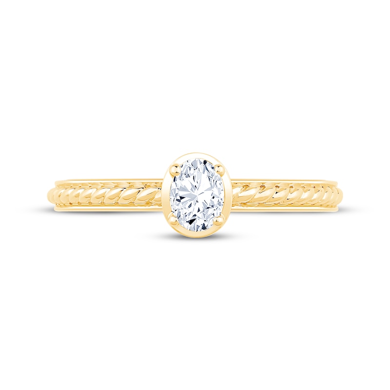 Oval-Cut Diamond Solitaire Rope Shank Engagement Ring 1/4 ct tw 14K Yellow Gold (I/I1)