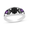 Thumbnail Image 0 of Disney Treasures Hocus Pocus Black Onyx, Amethyst & Diamond Moon Ring 1/6 ct tw Sterling Silver