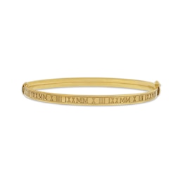 Roman Numeral Bangle Bracelet 10K Yellow Gold