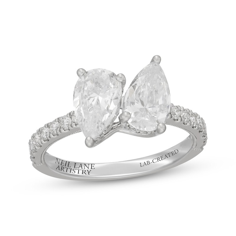 Main Image 1 of Neil Lane Artistry Pear-Shaped Lab-Grown Diamond Toi et Moi Engagement Ring 2-3/8 ct tw 14K White Gold