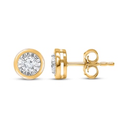 Radiant Reflections Diamond Solitaire Stud Earrings 1/2 ct tw 10K Yellow Gold (J/I3)