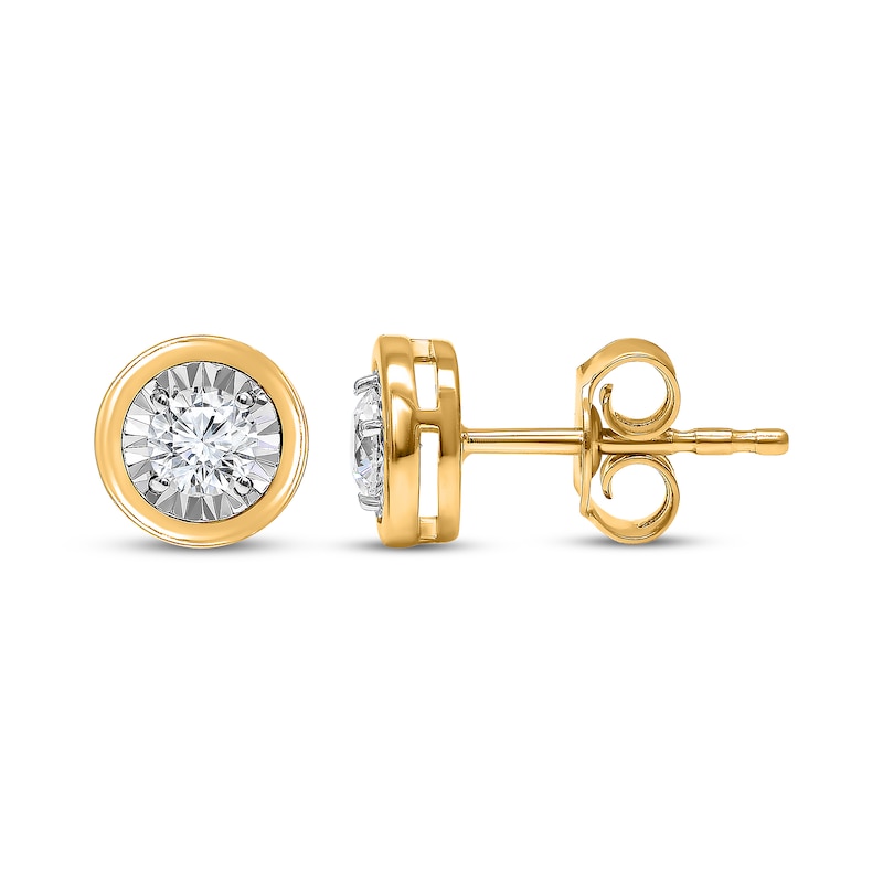 Main Image 1 of Radiant Reflections Diamond Solitaire Stud Earrings 1/2 ct tw 10K Yellow Gold (J/I3)