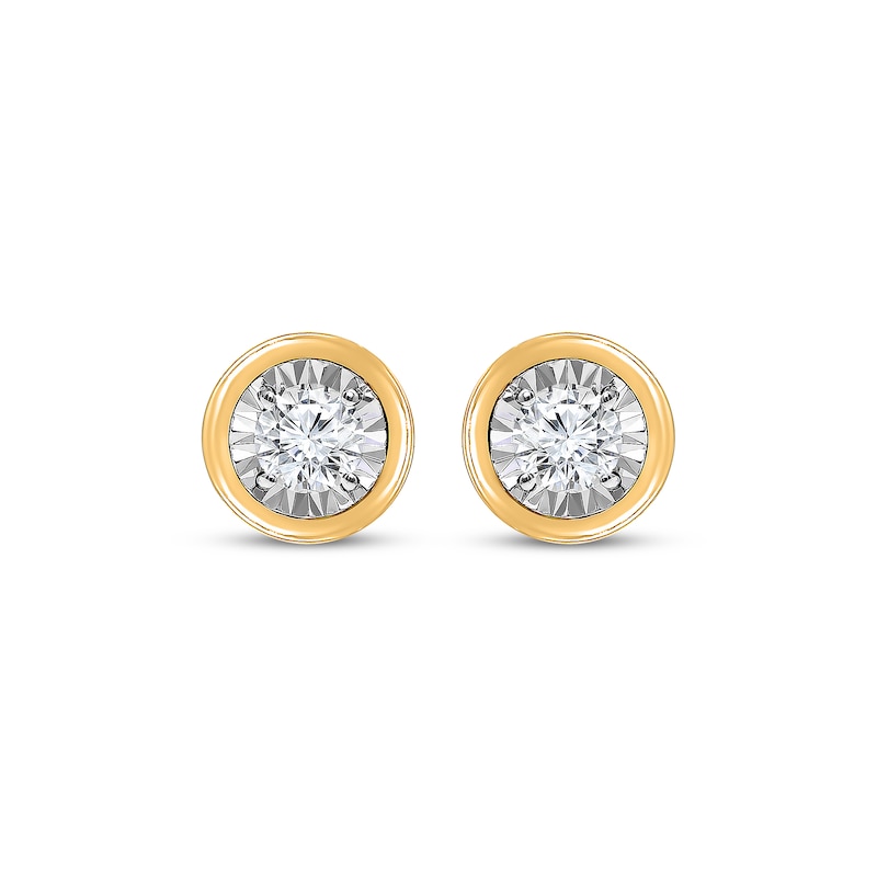 Main Image 2 of Radiant Reflections Diamond Solitaire Stud Earrings 1/2 ct tw 10K Yellow Gold (J/I3)