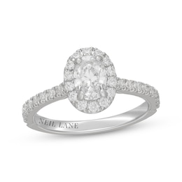 Neil Lane Oval-Cut Diamond Halo Engagement Ring 1-3/8 ct tw 14K White Gold