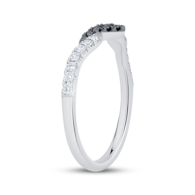 Main Image 2 of Black & White Diamond Chevron Anniversary Ring 1/4 ct tw 14K White Gold