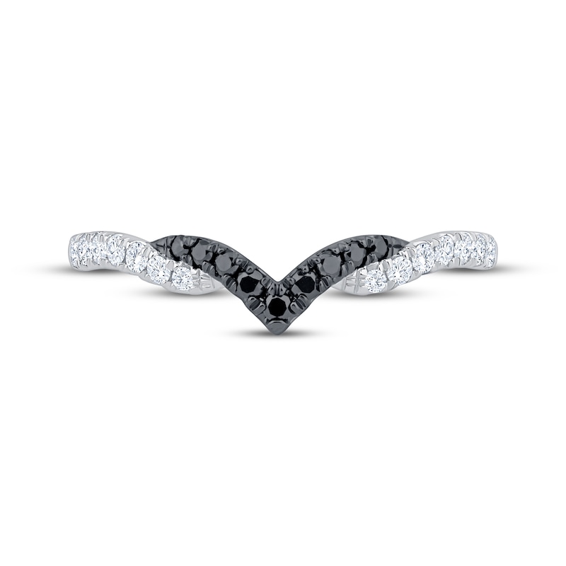 Main Image 3 of Black & White Diamond Chevron Anniversary Ring 1/4 ct tw 14K White Gold