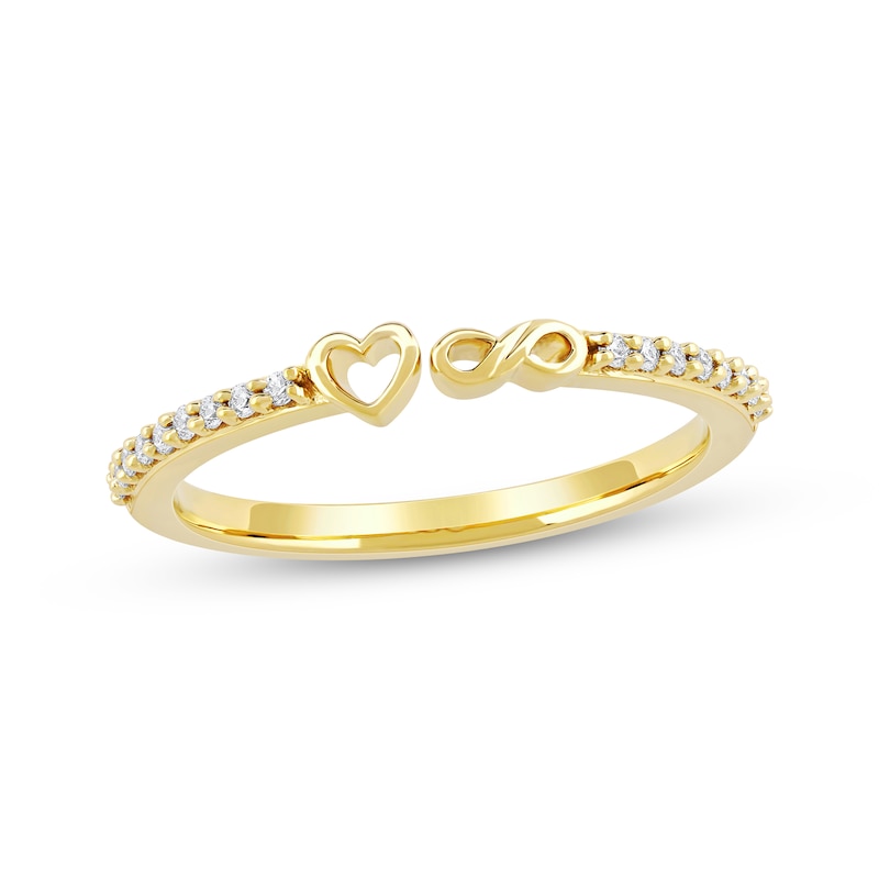 Main Image 1 of Diamond Heart & Infinity Symbol Open Fashion Ring 1/10 ct tw 10K Yellow Gold