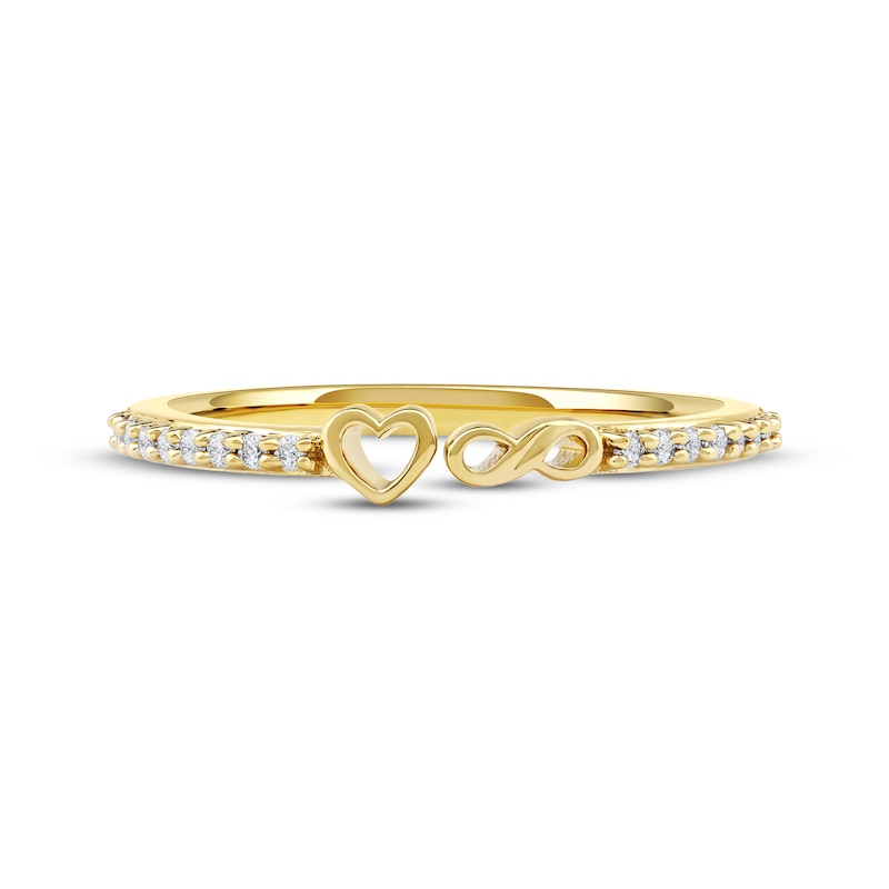 Main Image 3 of Diamond Heart & Infinity Symbol Open Fashion Ring 1/10 ct tw 10K Yellow Gold