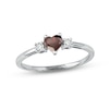 Thumbnail Image 1 of Garnet & Diamond Heart Ring 1/10 ct tw 10K White Gold