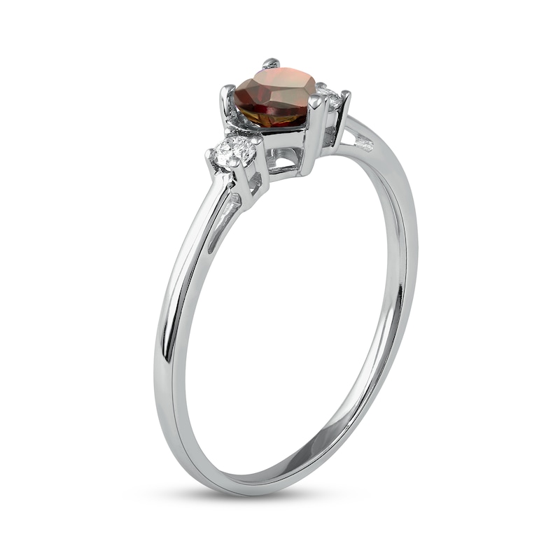 Main Image 2 of Garnet & Diamond Heart Ring 1/10 ct tw 10K White Gold