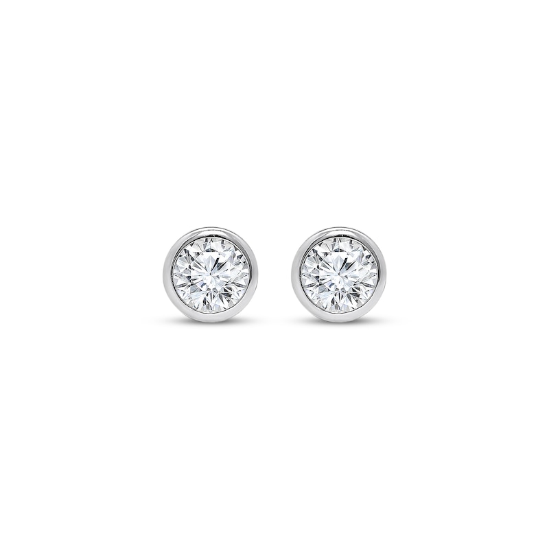 Main Image 2 of Lab-Grown Diamonds by KAY Round-Cut Bezel-Set Solitaire Stud Earrings 1 ct tw 14K White Gold (F/SI2)