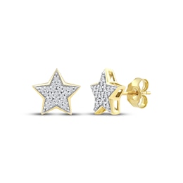 Multi-Diamond Pavé Star Stud Earrings 1/6 ct tw 10K Yellow Gold