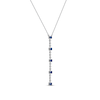 Thumbnail Image 2 of Blue Sapphire & Diamond Drop Necklace 1/20 ct tw Round-cut 10K White Gold 18&quot;