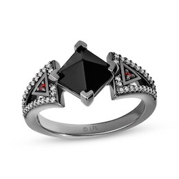 Star Wars Darth Vader Black Onyx, Garnet & Diamond Ring 1/6 ct tw Black Rhodium-Plated Sterling Silver