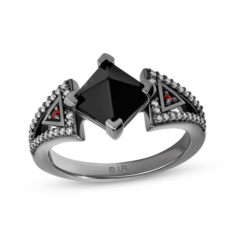 Main Image 1 of Star Wars Darth Vader Black Onyx, Garnet & Diamond Ring 1/6 ct tw Black Rhodium-Plated Sterling Silver