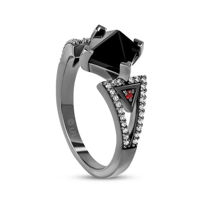 Main Image 2 of Star Wars Darth Vader Black Onyx, Garnet & Diamond Ring 1/6 ct tw Black Rhodium-Plated Sterling Silver