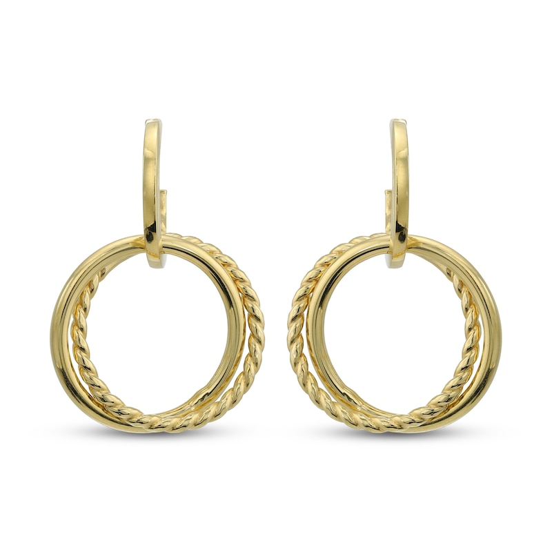 Main Image 2 of Reaura Circle Drop Hoop Earrings Repurposed 14K Yellow Gold