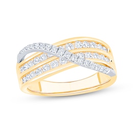 Now + Forever Diamond Crossover Anniversary Ring 3/4 ct tw 14K Two-Tone Gold