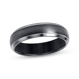 Now + Forever Men's Brushed Wedding Band Gray & Black Titanium 6mm