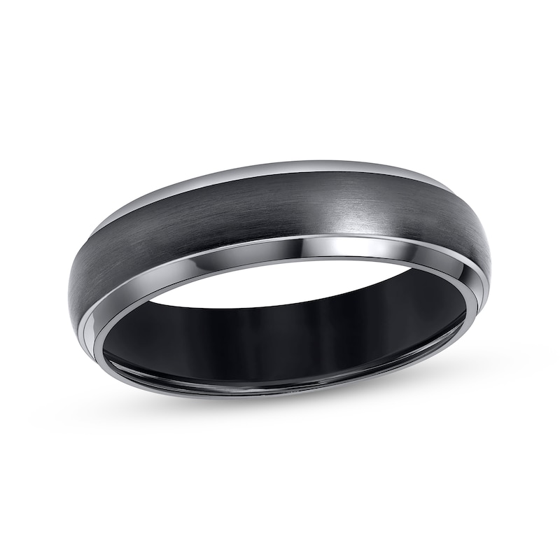 Main Image 1 of Now + Forever Men's Brushed Wedding Band Gray & Black Titanium 6mm