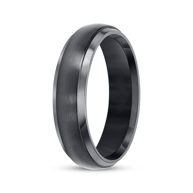 Main Image 2 of Now + Forever Men's Brushed Wedding Band Gray & Black Titanium 6mm