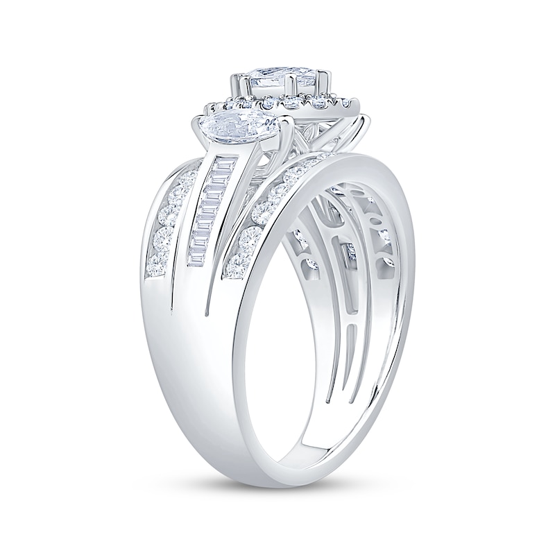 Main Image 2 of Memories Moments Magic Marquise-Cut Diamond Three-Stone Engagement Ring 1-3/4 ct tw 14K White Gold