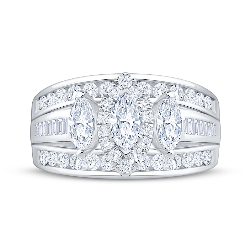 Main Image 3 of Memories Moments Magic Marquise-Cut Diamond Three-Stone Engagement Ring 1-3/4 ct tw 14K White Gold