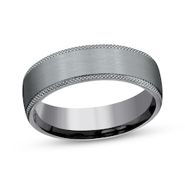 Now + Forever Men's Knurled-Edge Satin Wedding Band Tantalum 6.5mm