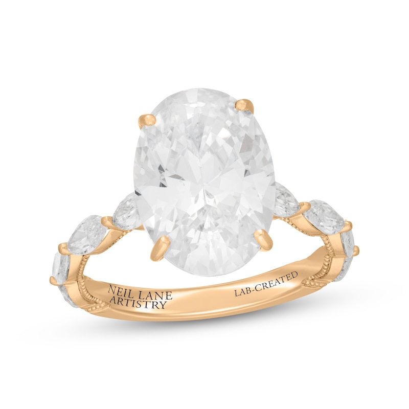 Main Image 1 of Neil Lane Artistry Oval-Cut Lab-Grown Diamond Engagement Ring 6 ct tw 14K Yellow Gold