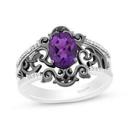 Disney Treasures The Nightmare Before Christmas Oval-Cut Amethyst & Diamond Ring 1/10 ct tw Sterling Silver