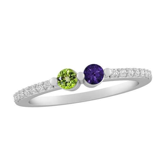Color Stone Couple's Ring